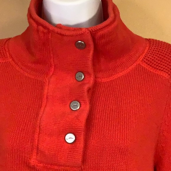 Ralph Lauren Lauren Active 100% Cotton Knit Red Sweater with Cowl Neck - Picture 2 of 13